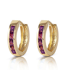 0.85 CTW 14K Solid Gold Hoop Huggie Earrings Purple Amethyst