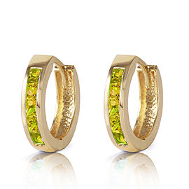 1 CTW 14K Solid Gold Hoop Huggie Earrings Peridot