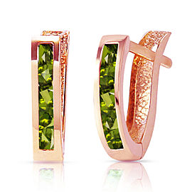 1 CTW 14K Solid Rose Gold Oval Huggie Earrings Peridot