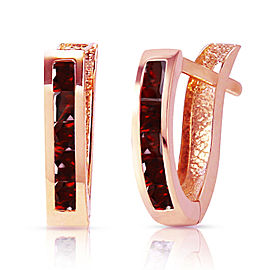 1.3 CTW 14K Solid Rose Gold Oval Huggie Earrings Garnet