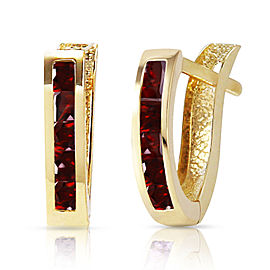 1.3 CTW 14K Solid Gold Oval Huggie Earrings Garnet