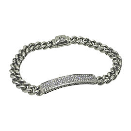 David Yurman Sterling Silver with 0.64ctw. Diamond ID Bracelet