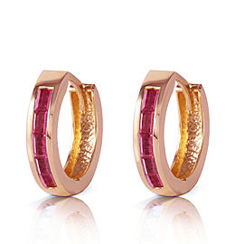 1.3 CTW 14K Solid Rose Gold Hoop Earrings Natural Ruby