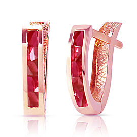 1.3 CTW 14K Solid Rose Gold Oval Huggie Earrings Ruby