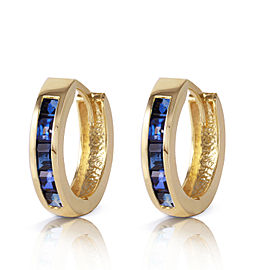 1.3 CTW 14K Solid Gold Hoop Earrings Natural Sapphire