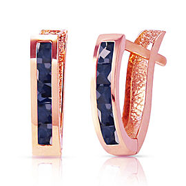 1.3 CTW 14K Solid Rose Gold Oval Huggie Earrings Sapphire