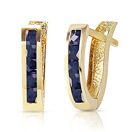 1.3 CTW 14K Solid Gold Oval Huggie Earrings Sapphire