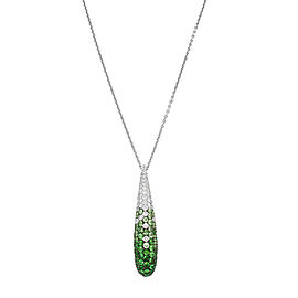 Salavetti 18K White Gold with 0.44ct Diamonds and 1.53ct Tsavorite Garnet Pendant Necklace