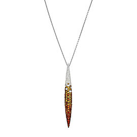 Salavetti 18K White Gold 0.37ctw Diamonds & 1.46ctw Orange Sapphire Pendant Necklace