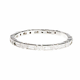 Platinum French Cut Baguette Round Diamond Eternity Band Ring Size 6