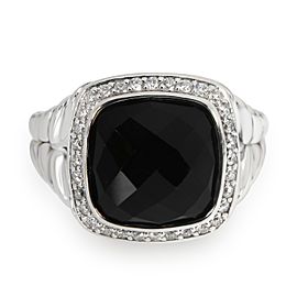 David Yurman Albion Onyx Diamond Ring in Sterling Silver 0.33 CTW