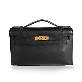 Hermès Black Evercolor Leather Kelly Pochette GHW