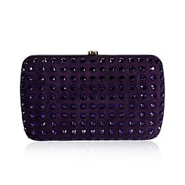 Gucci Purple Suede & Crystal Studded Broadway Box Clutch