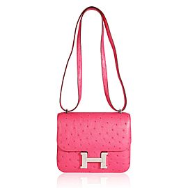 Hermès Rose Tyrien Ostrich Constance 18 PHW