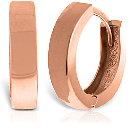 14K Solid Rose Gold Slim Huggie Earrings