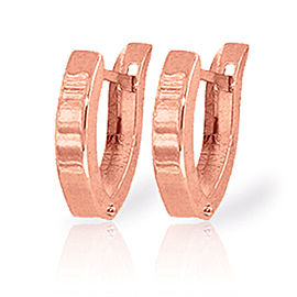 14K Solid Rose Gold Oval Hoop Huggie Earrings