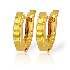 14K Solid Gold Oval Hoop Huggie Earrings