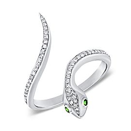 14k White Gold & Diamond Snake Ring