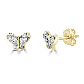 14k Yellow Gold & Diamond Butterfly Studs