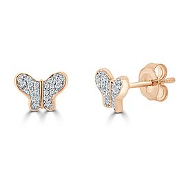 14k Rose Gold & Diamond Butterfly Studs