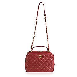 Chanel Burgundy Quilted Calfskin Leather Medium Vanity Case