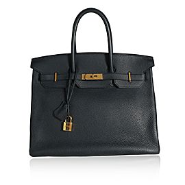 Hermès Bleu Nuit Clémence Leather Birkin 35 GHW