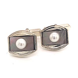 Mikimoto Estate Akoya Pearl Cufflinks Sterling Silver 5.11 mm 8.26 Grams M197