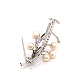 Mikimoto Estate Akoya Pearl Brooch Pin Sterling Silver 6.6mm 5.43 gr M185