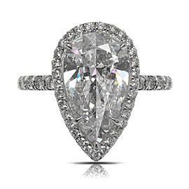 5 CARAT FAINT PINK HALO PEAR SHAPED DIAMOND ENGAGEMENT RING IN PLATINUM GIA CERTIFIED 4 CT VS1