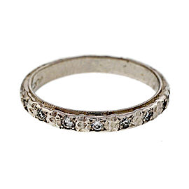 Platinum Diamond Flower Engraved Band Ring Size 6