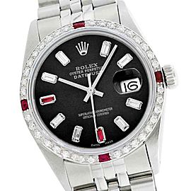 Rolex Datejust 16014 Oyster Perpetual Stainless Steel 18K Gold Diamond & Ruby 36mm Watch