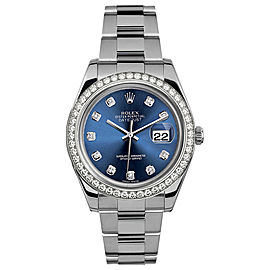 Rolex Rolex 41mm Datejust II Stainless Steel 116334 Custom Blue Diamond Bezel Custom Blue Diamond 41mm 116334