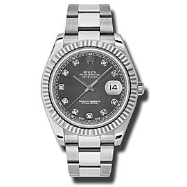 Rolex Datejust II Steel and White Gold Rhodium Diamond Dial 41mm Watch