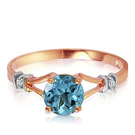 1.02 CTW 14K Solid Rose Gold Cathy Blue Topaz Diamond Ring