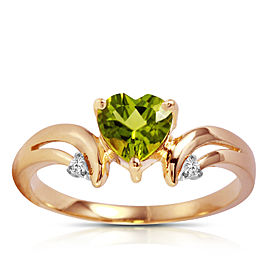 1.26 CTW 14K Solid Rose Gold Ring Diamond Peridot