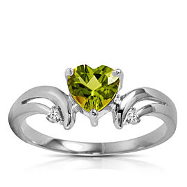 1.26 CTW 14K Solid White Gold Ring Diamond Peridot