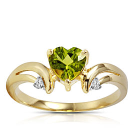 1.26 CTW 14K Solid Gold Ring Diamond Peridot