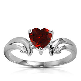 1.26 CTW 14K Solid White Gold Ring Diamond Garnet