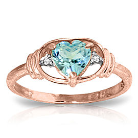 0.96 CTW 14K Solid Rose Gold Glory Blue Topaz Diamond Ring