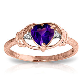 0.96 CTW 14K Solid Rose Gold Glory Amethyst Diamond Ring