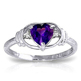 0.96 CTW 14K Solid White Gold First Let Go Amethyst Diamond Ring