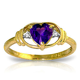 0.96 CTW 14K Solid Gold I Amethyst Love Amethyst Diamond Ring