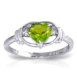 0.61 CTW 14K Solid White Gold Think Of Fairness Peridot Diamond Ring