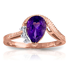 1.52 CTW 14K Solid Rose Gold Ring Diamond Purple Amethyst