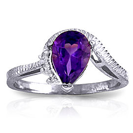 1.52 CTW 14K Solid White Gold Ring Diamond Purple Amethyst