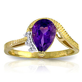 1.52 CTW 14K Solid Gold Ring Diamond Purple Amethyst