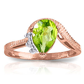 1.52 CTW 14K Solid Rose Gold Azur Peridot Diamond Ring