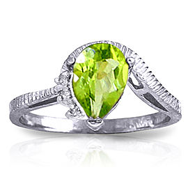 1.52 CTW 14K Solid White Gold Outstretched Hand Peridot Diamond Ring