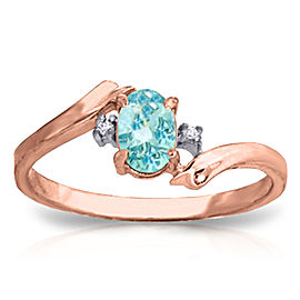 0.46 CTW 14K Solid Rose Gold Rings Natural Diamond Blue Topaz