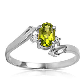 0.46 CTW 14K Solid White Gold Rings Natural Diamond Peridot